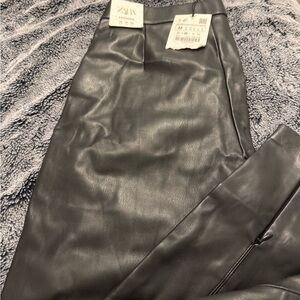 Zara Charcoal Faux Leather Leggings